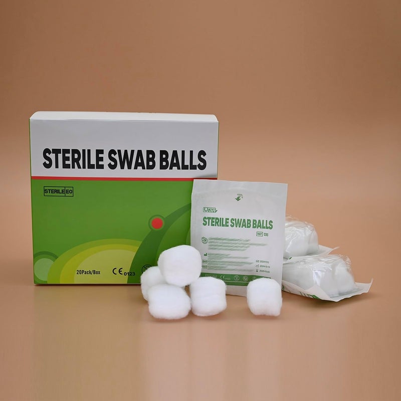 UAN Cotton Sterile Wound Care Swabs - Individually Packaged, Sterilized (Cotton Balls (XL) (5pcs/Pack)), 1 Box - Image 5